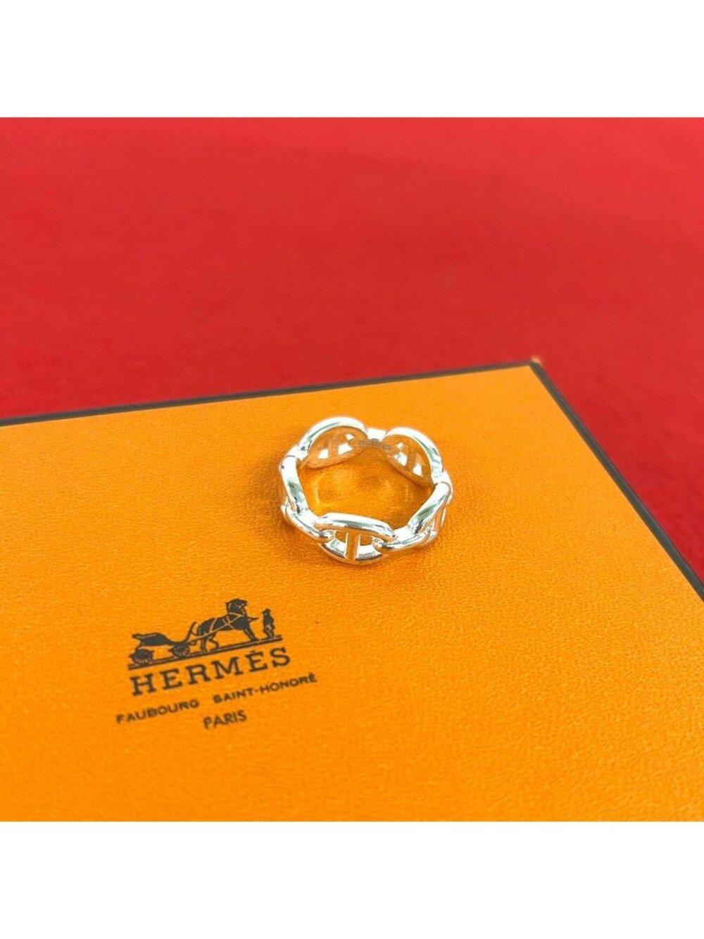 Hermes Enchainee PM Ring 925 Sterling Silver